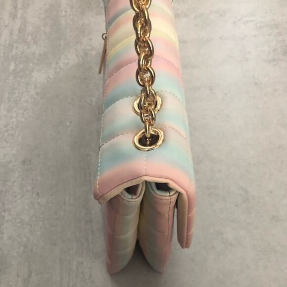 House of Want H.O.W. We Step Up Shoulder Bag in Sunset Stripe Pastel NEW - Picture 6 of 10